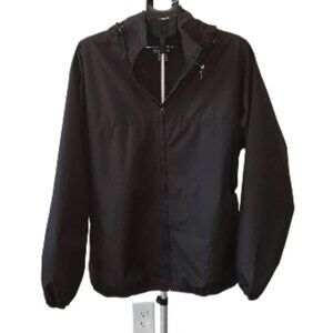 NWOT - IZOD XFG Hooded Black Windbreaker Jacket Men’s Packable Travel:  Size: XL